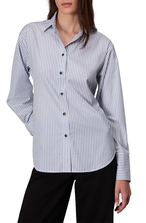 Eve Stripe Tie-Back Button-Up Shirt