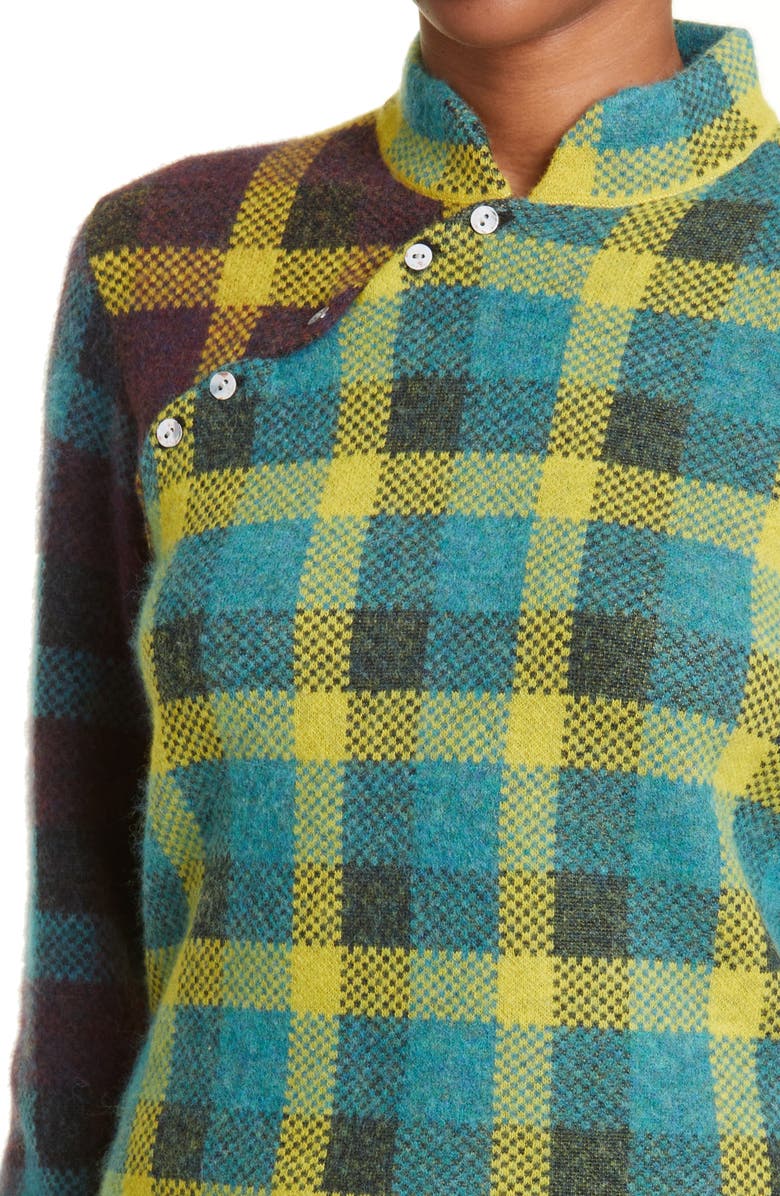 YanYan Bao Plaid Wool & Cotton Blend Sweater, Alternate, color,