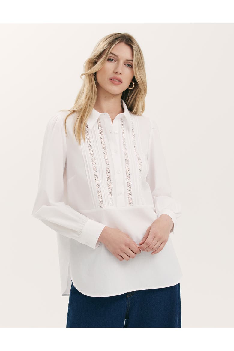 Remy Lace Detail Cotton Shirt, Main, color, White