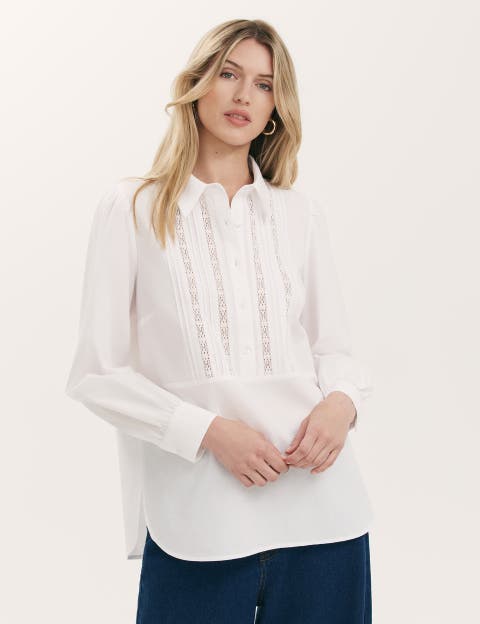 Remy Lace Detail Cotton Shirt