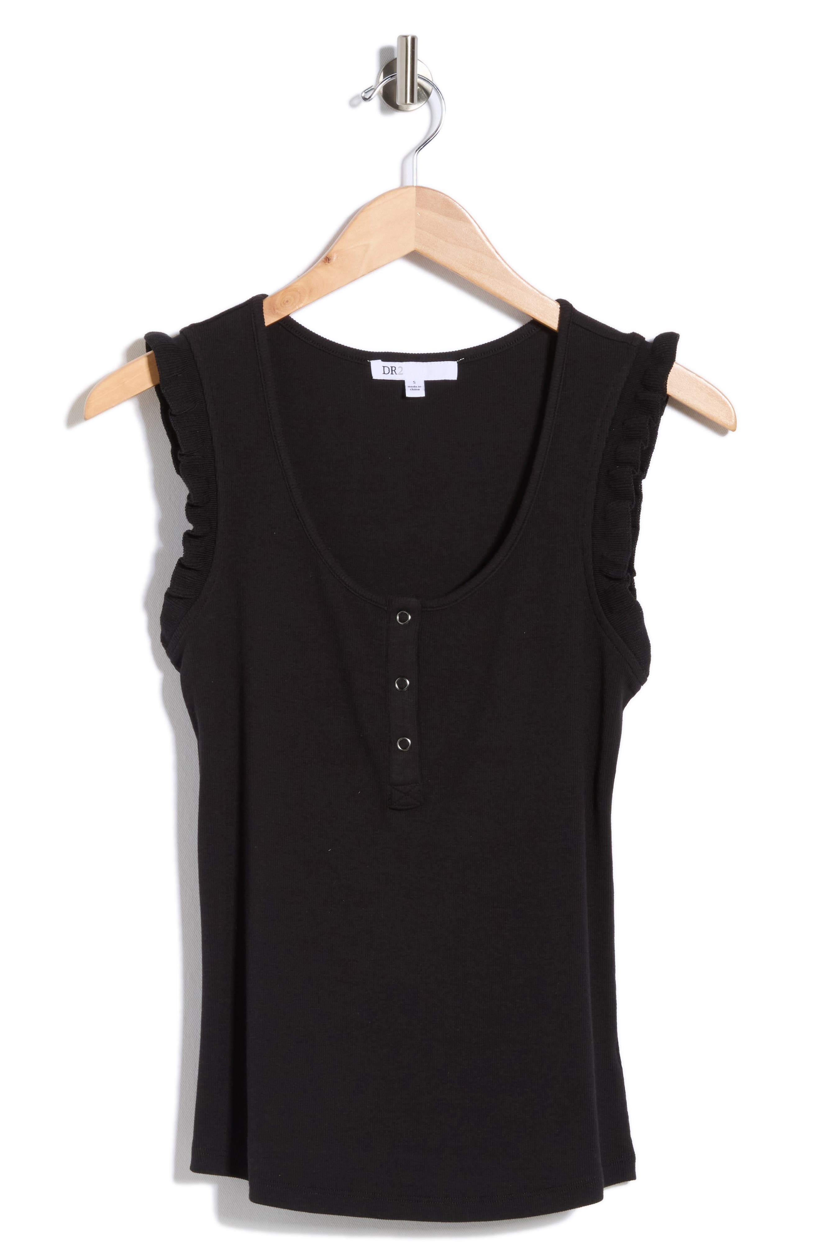 DR2 by Daniel Rainn Scoop Neck Rib Knit Henley