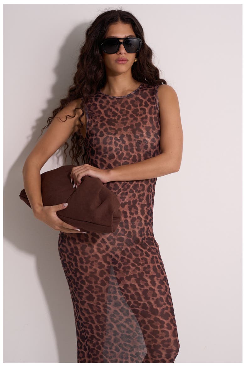 Wild Mesh Sleeveless Dress Cover-Up, Alternate, color, Leopard