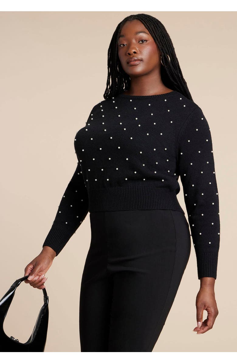 ELOQUII Pearl Sweater, Main, color, Black