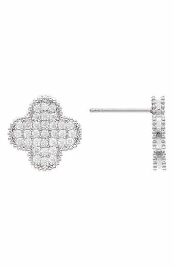 RIVKA FRIEDMAN Pavé Cubic Zirconia Clover Stud Earrings