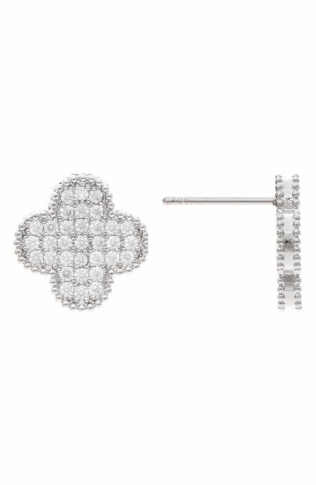 RIVKA FRIEDMAN Pavé Cubic Zirconia Clover Stud Earrings