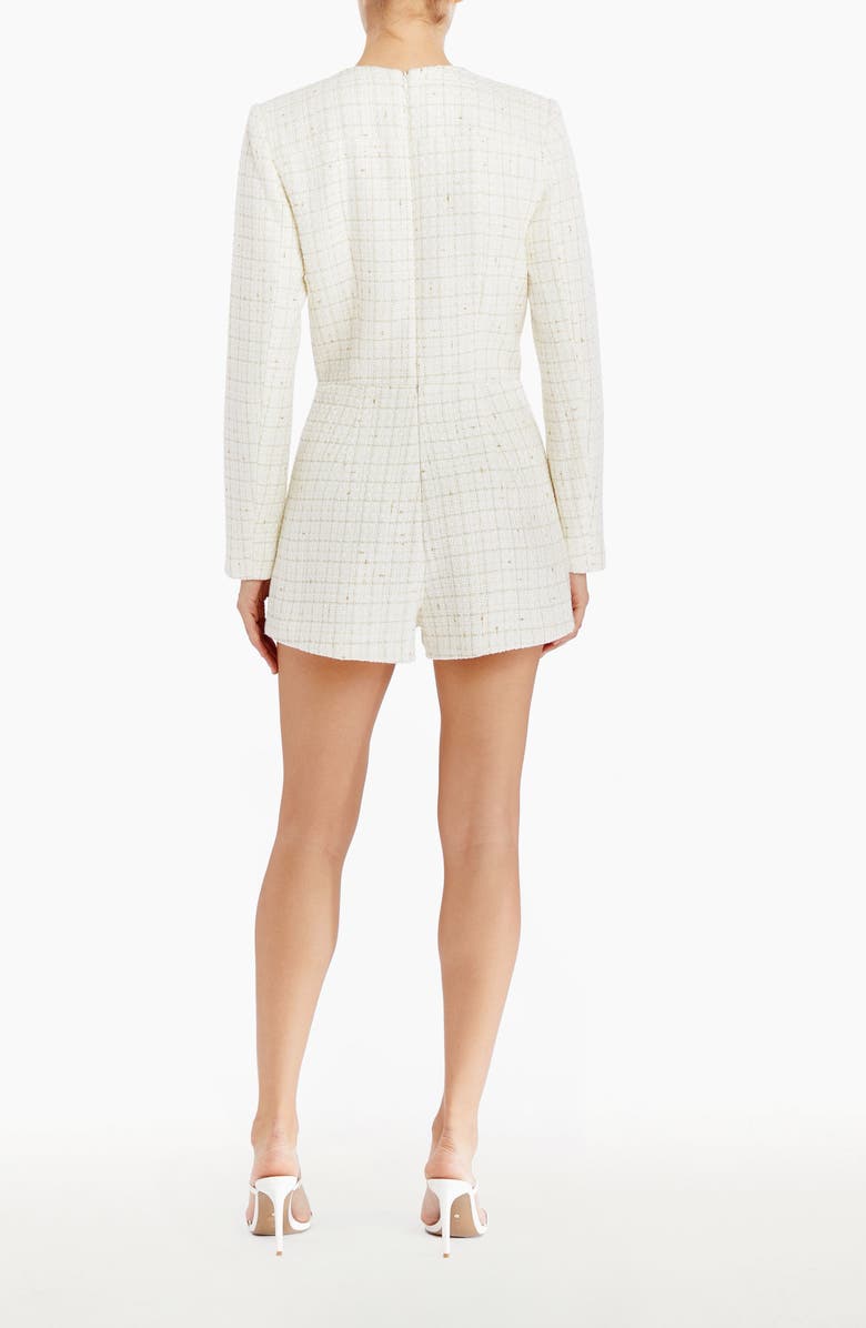 Amanda Uprichard Fallon Long Sleeve Tweed Romper, Alternate, color, 