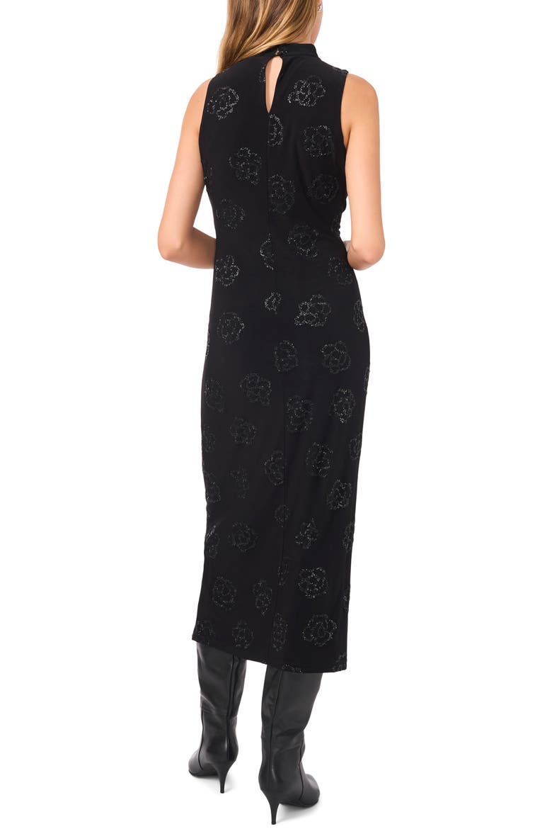 Mock Neck Sleeveless Stretch Midi Dress, Alternate, color, RICH BLACK