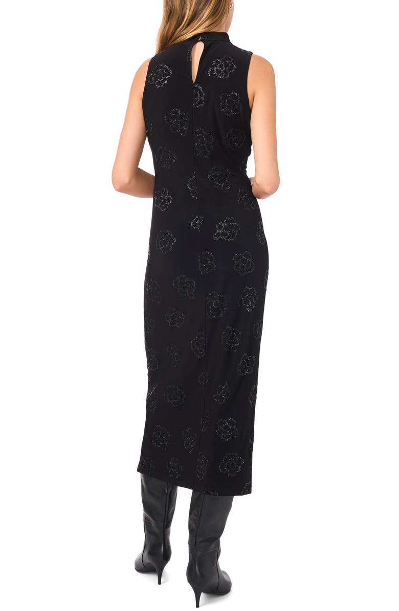 1.STATE Mock Neck Sleeveless Stretch Midi Dress, Alternate, color, Rich Black