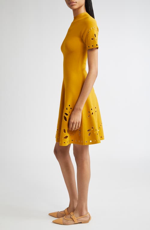 Ulla Johnson Fanna Eyelet Detail Knit Minidress In Yellow