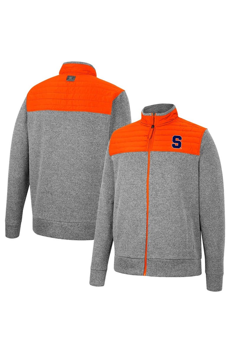 COLOSSEUM Men's Colosseum Charcoal/Orange Syracuse Orange Putter Herringbone Full-Zip Jacket, Main, color,