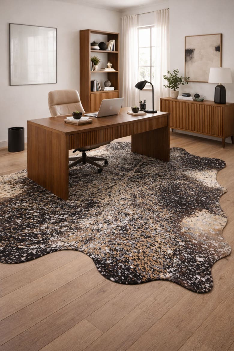 Eco Hides RH Rugs Luma Metallic Silver Cowhide Rug 7'0" × 6'4", Alternate, color, Metallic Silver