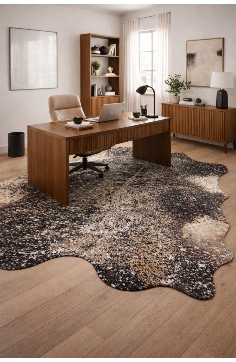 Rhacam Eco Hides RH Rugs Luma Metallic Silver Cowhide Rug 7'0" × 6'4", Alternate, color, Metallic Silver