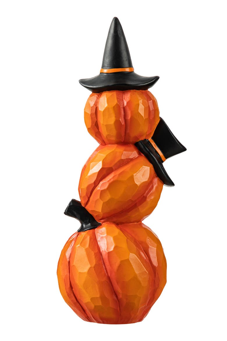 Halloween Lighted Stacked Resin Pumpkin Table Decor, Alternate, color, Orange