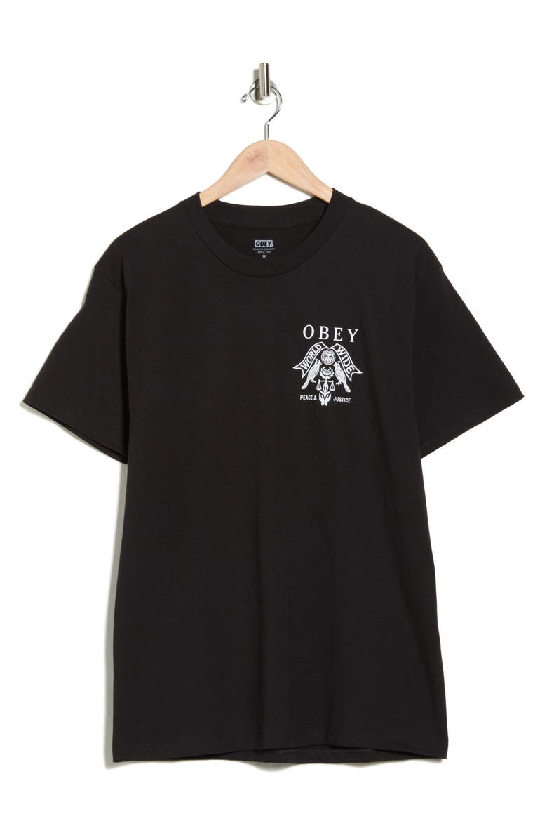Obey Birds of Justice Cotton Graphic T-Shirt, Alternate, color, Black