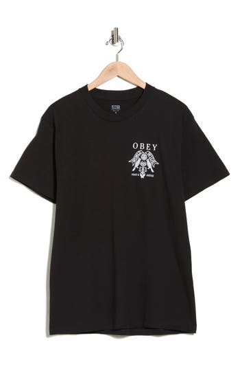 Obey Birds Of Justice Cotton Graphic T-shirt In Black