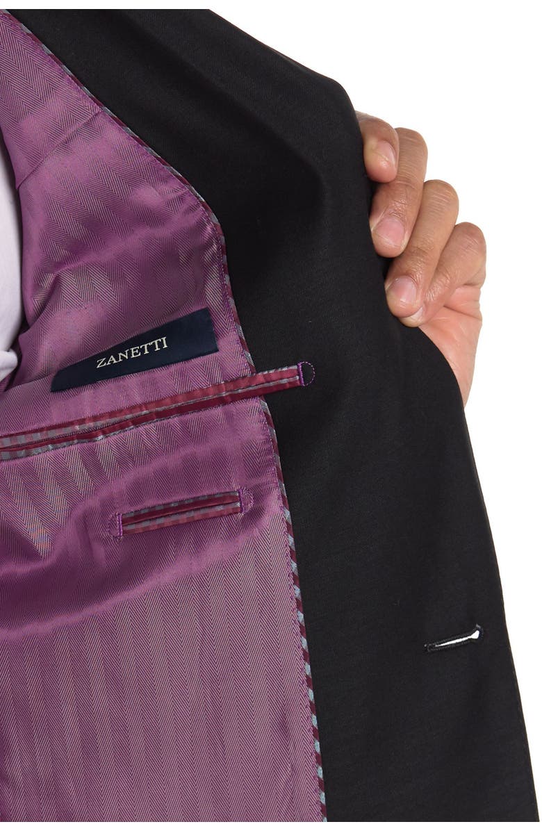 ZANETTI Solid Black Slim Fit Notch Lapel Two-Button Suit, Alternate, color,