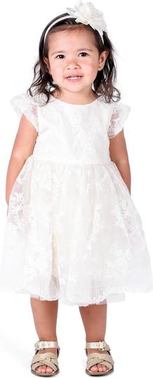 Floral Embroidered Organza Fit & Flare Dress