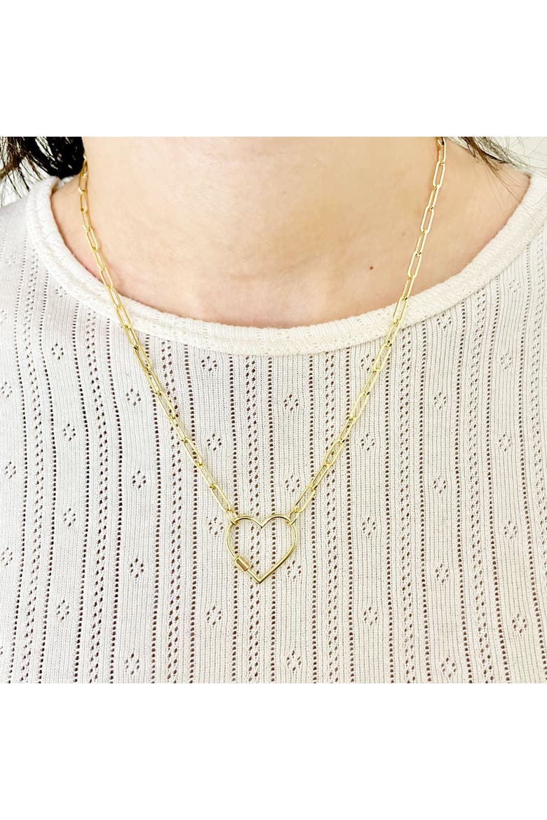 Carabiner Heart Charm Holder Necklace, Alternate, color, Yellow Gold
