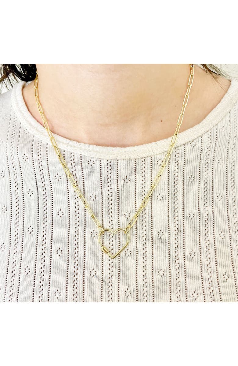 The Lovery Fine Jewelry Carabiner Heart Charm Holder Necklace, Alternate, color, Yellow Gold