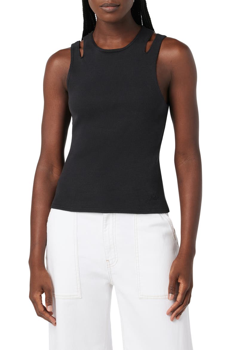 Cutout High Neck Tank, Main, color, BLACK