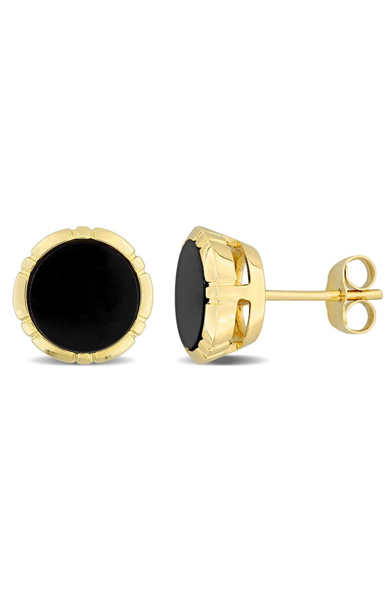 Julianna B. Black Onyx Halo Stud Earrings 14k Gold, Main, color,