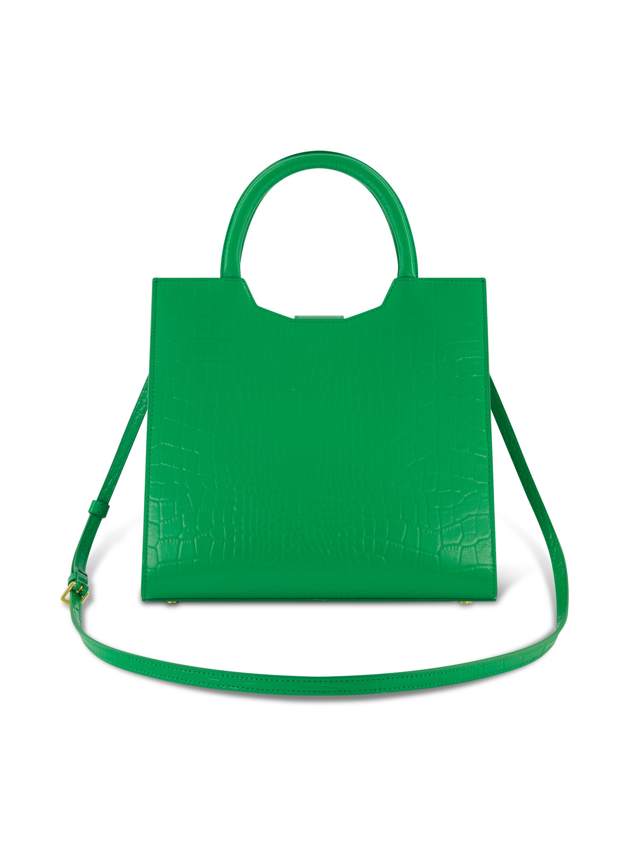 Crocodile Leather Buckle Detail Medium Tote Bag, Alternate, color, Spring Green