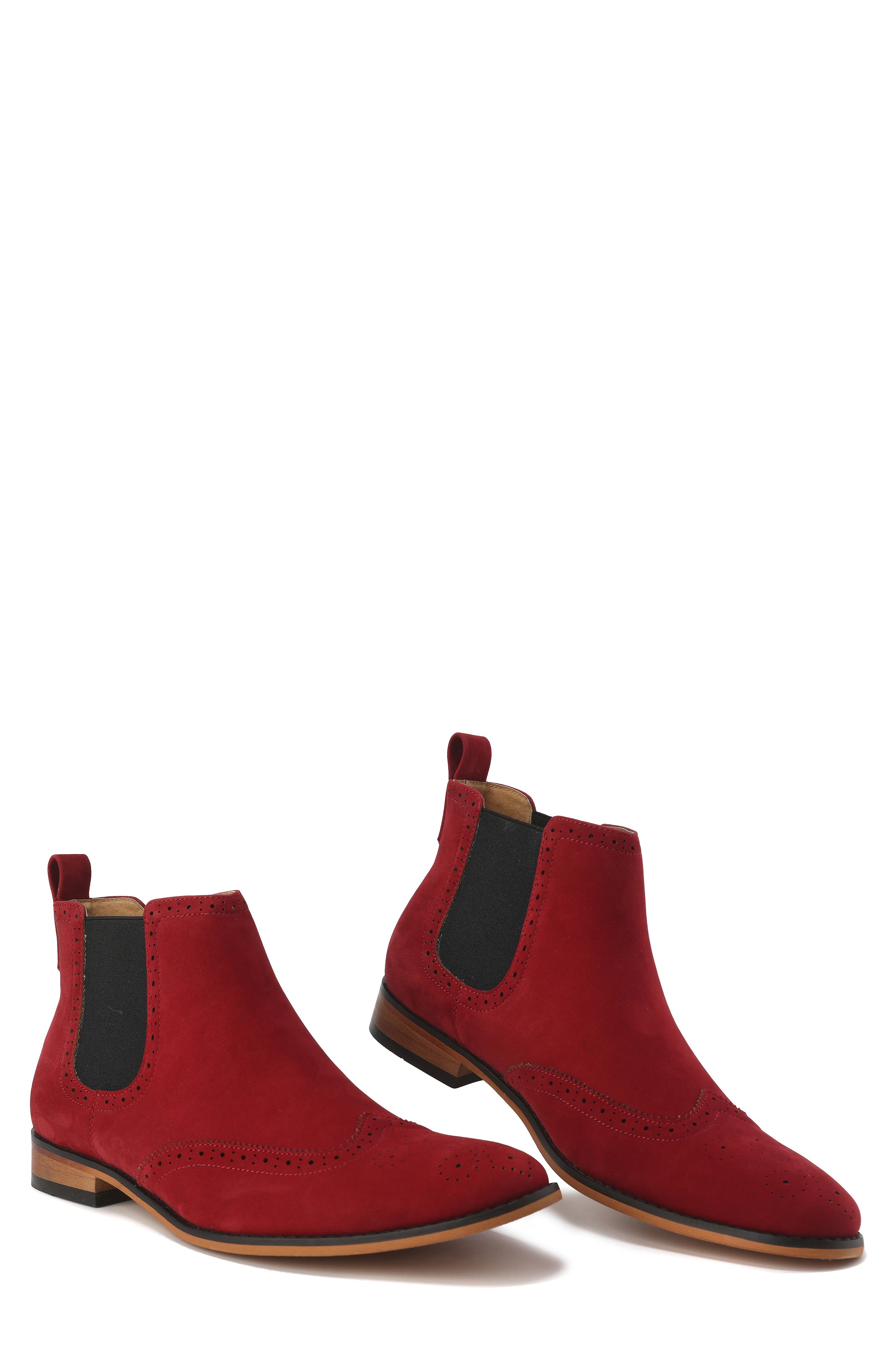 Wingtip Chelsea Boot, Alternate, color, RED