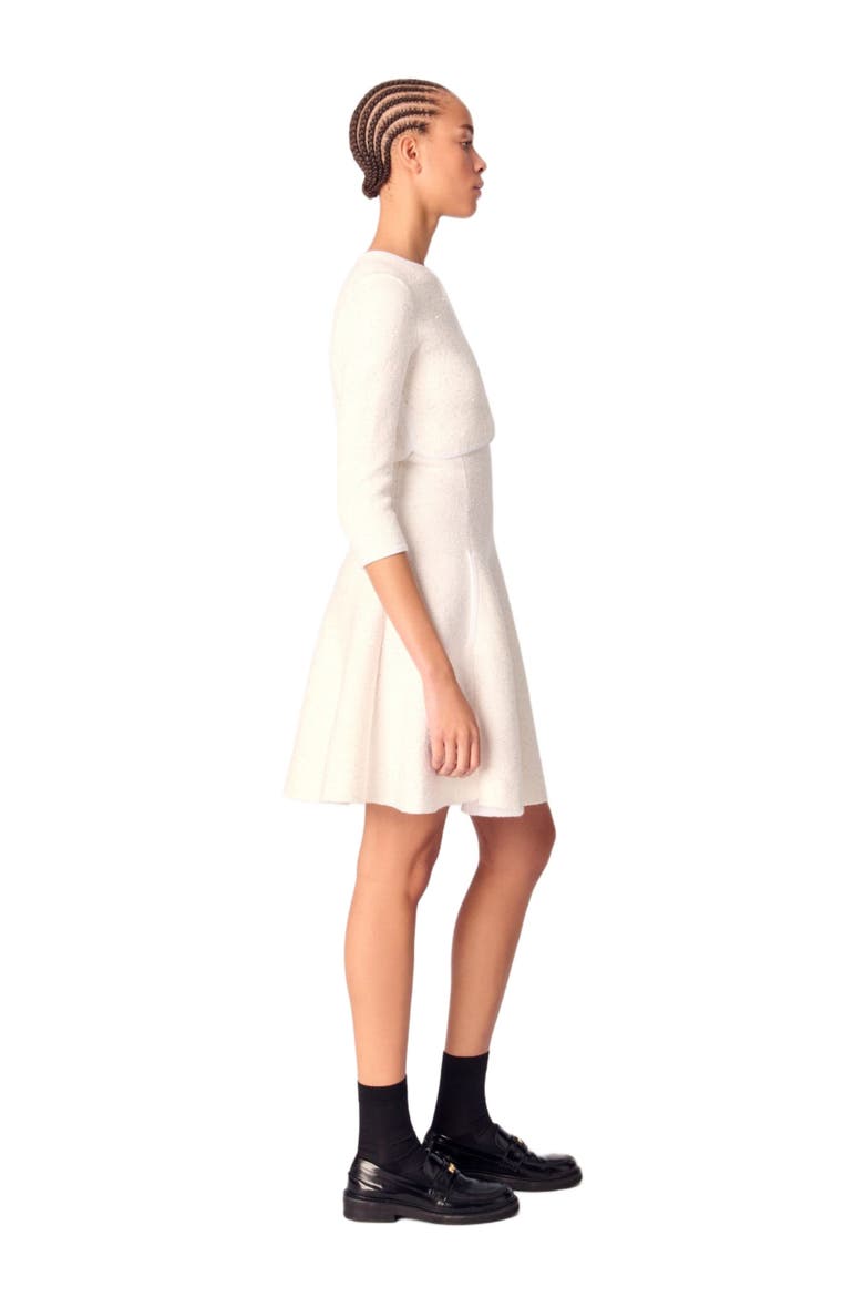 Cropped cardigan with rhinestones, Alternate, color, White