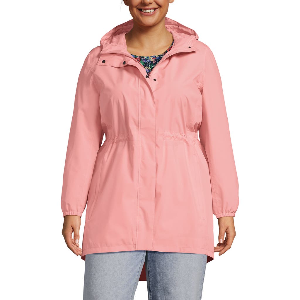 Lands' End Squall Packable Waterproof Raincoat in Sunset Coral Pink at Nordstrom, Size 1X