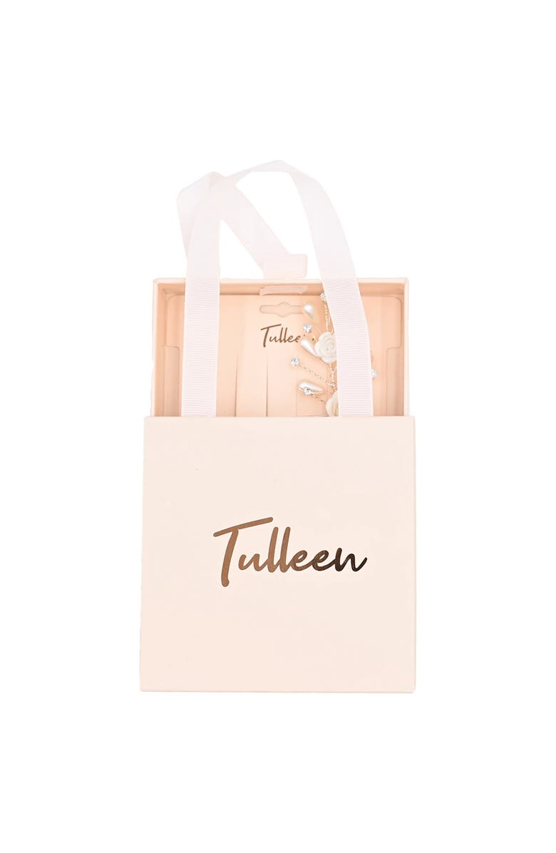 Tulleen Rhinestone Ivory Pearl and Rose Hair Pin, Alternate, color, Silver