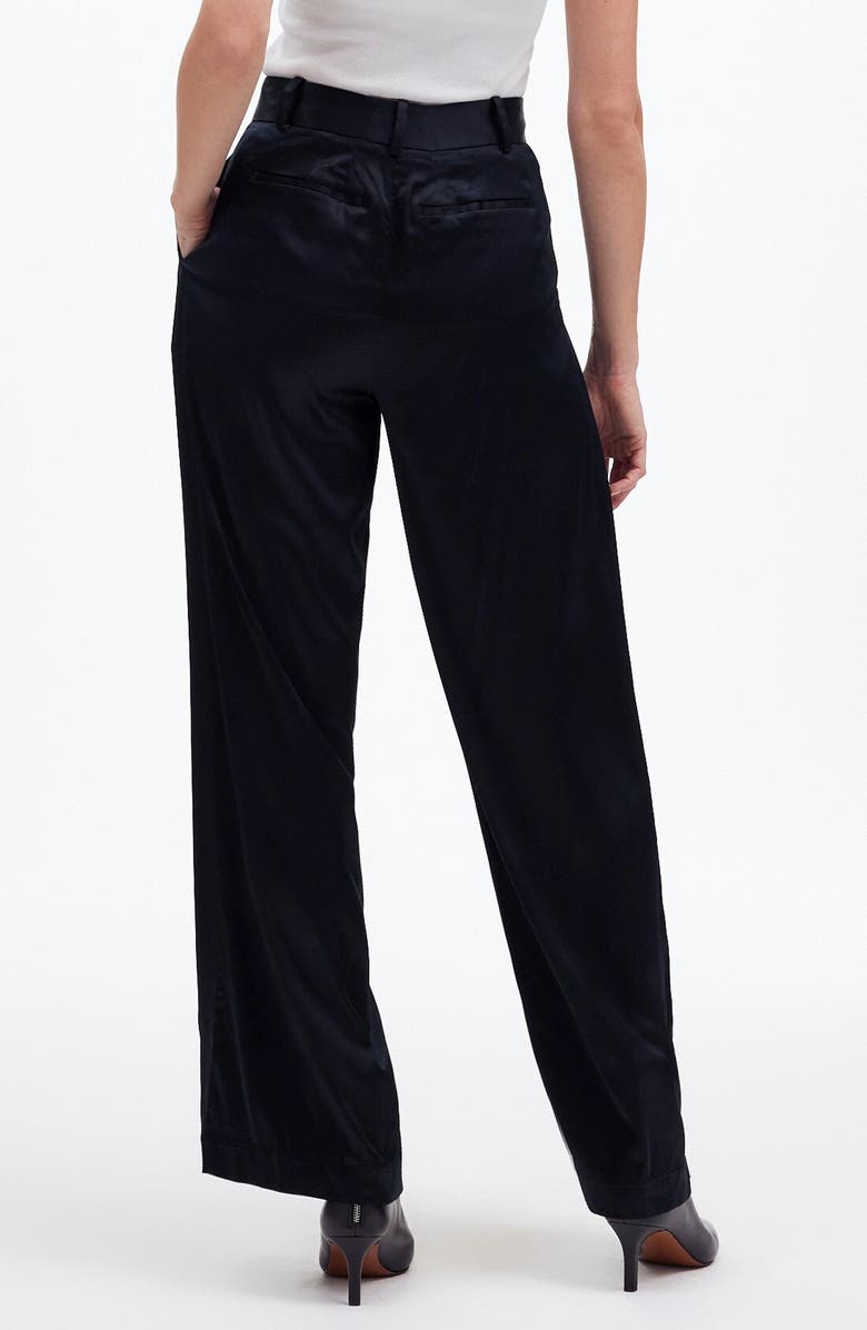 Madewell Superwide Leg Trousers in Stretch Satin, Alternate, color, True Black