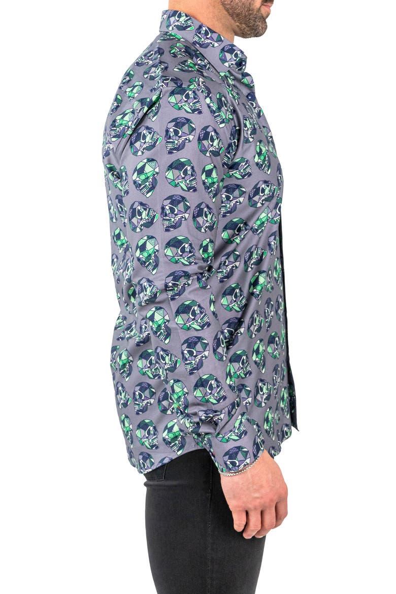 Fibonacci Skullpatch Contemporary Fit Button-Up Shirt, Alternate, color, GREY