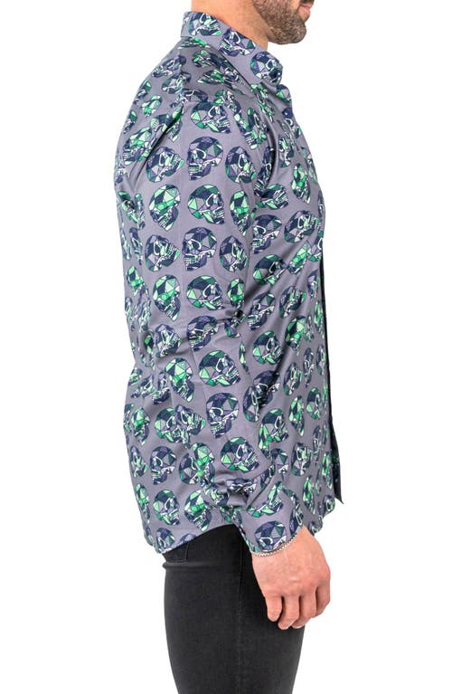 Maceoo Fibonacci Skullpatch Contemporary Fit Button-up Shirt In Grey