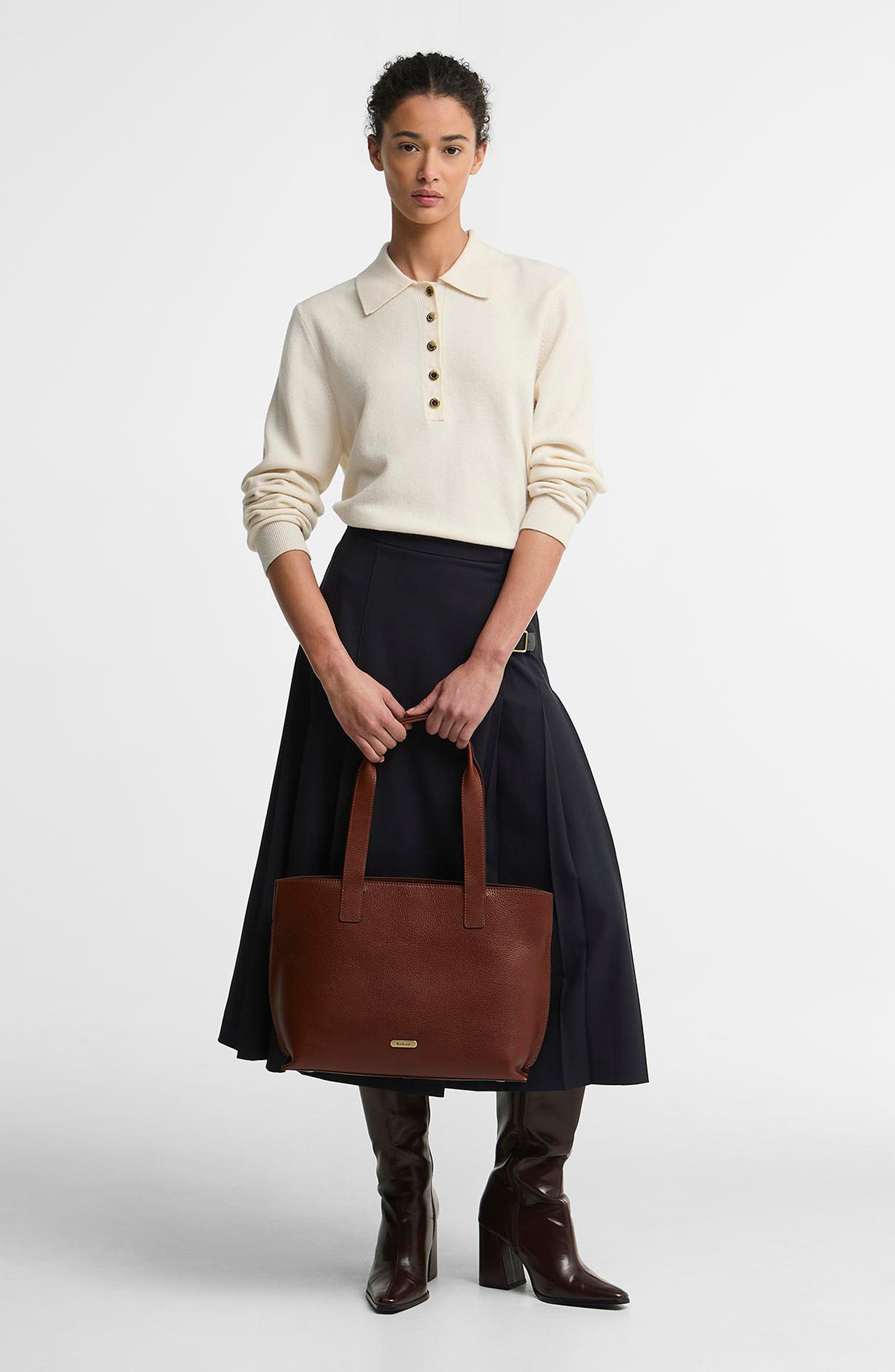 Large Alder Leather Tote Bag, Alternate, color, BROWN
