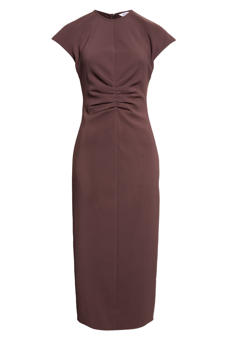 June Ruched Midi Dress, Alternate, color, ESPRESSO
