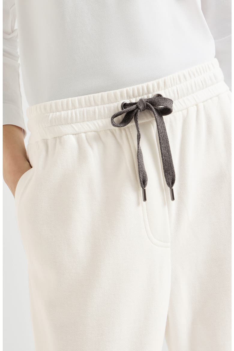 Techno cotton piqué track trousers, Alternate, color, White