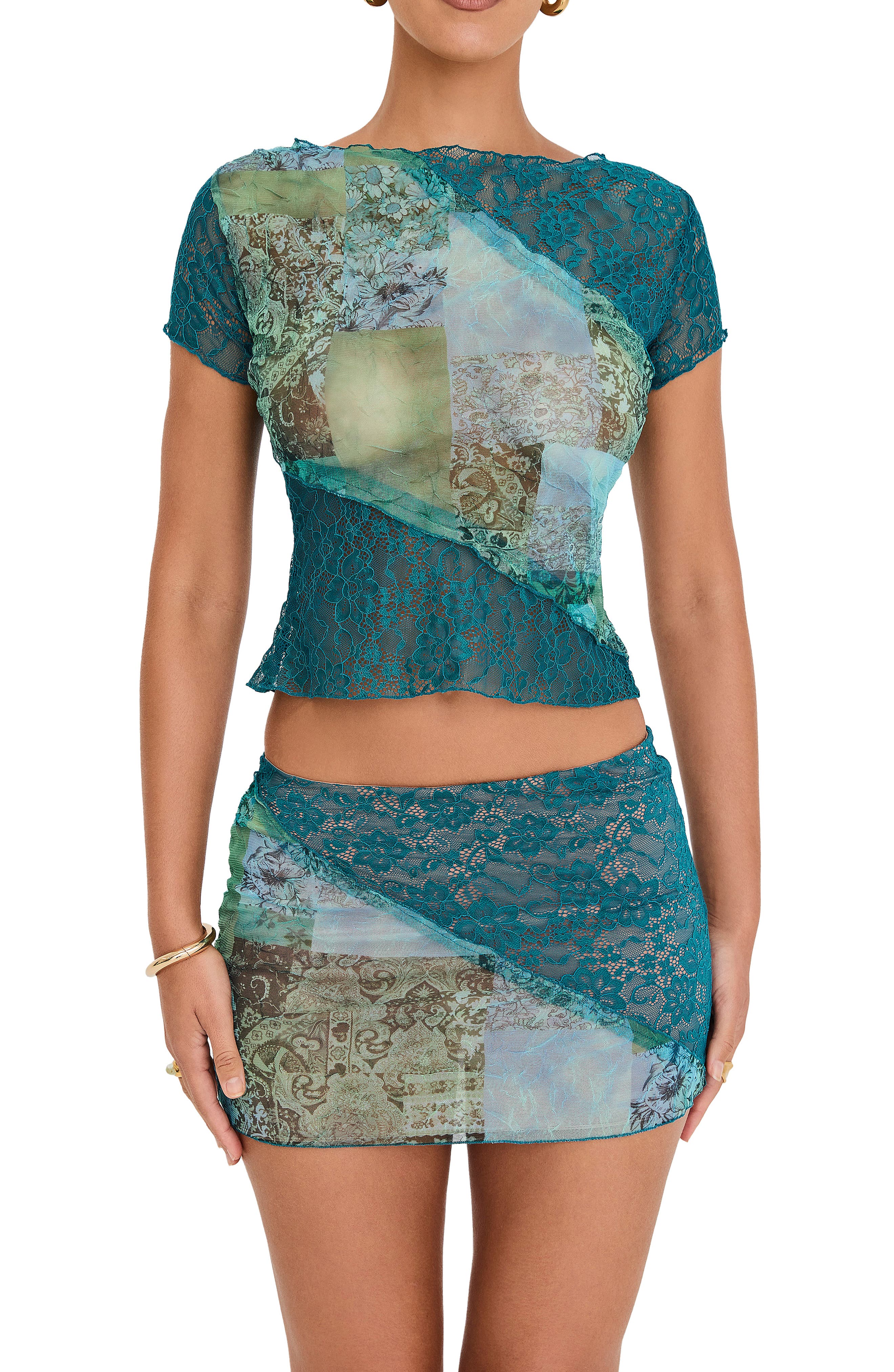 Lace & Mesh Miniskirt - image 2