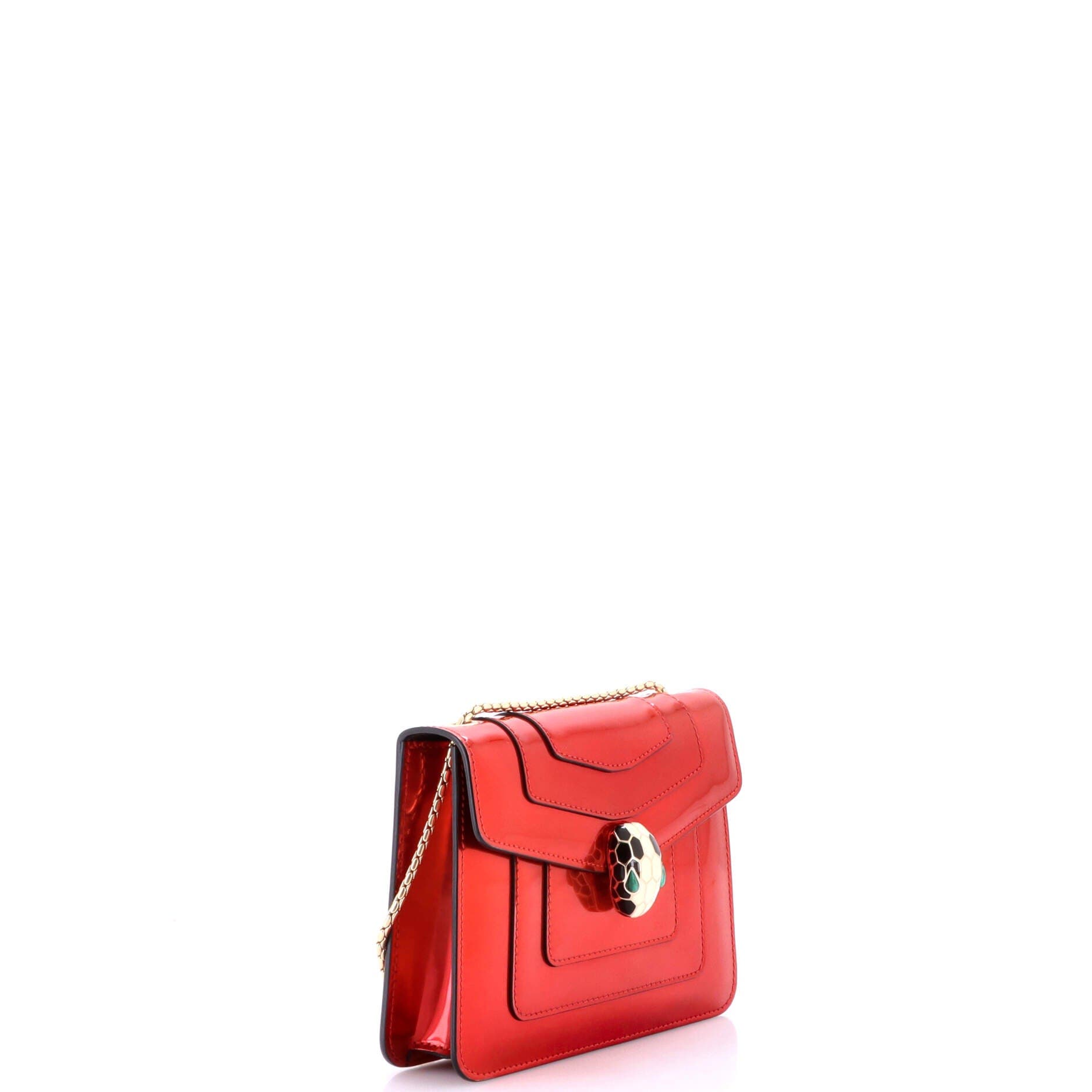 Serpenti Forever Square Shoulder Bag Metallic Leather Small, Alternate, color, Red