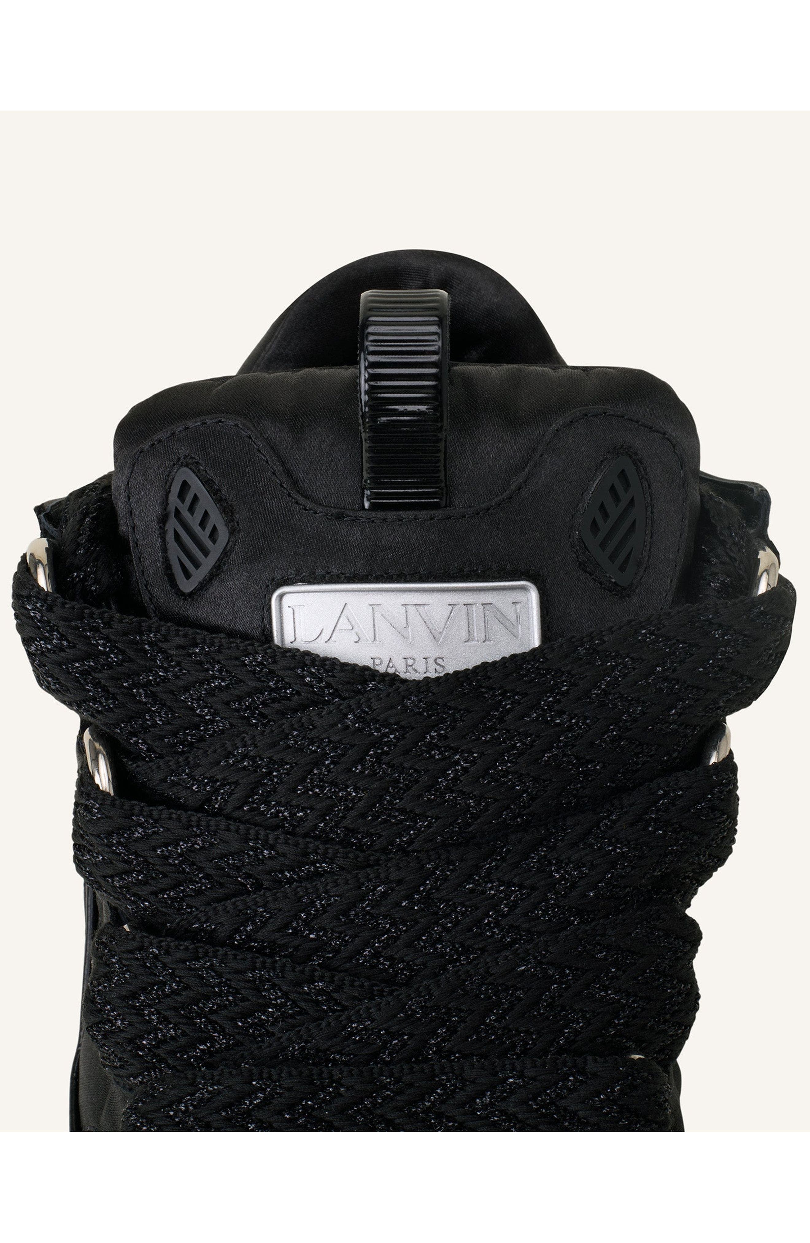 Lanvin Curb Sneakers In Satin, Alternate, color, Black