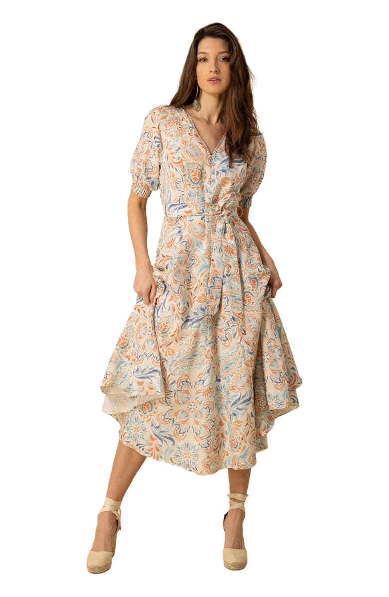 Hale Bob Faye Linen Maxi Dress, Alternate, color, 