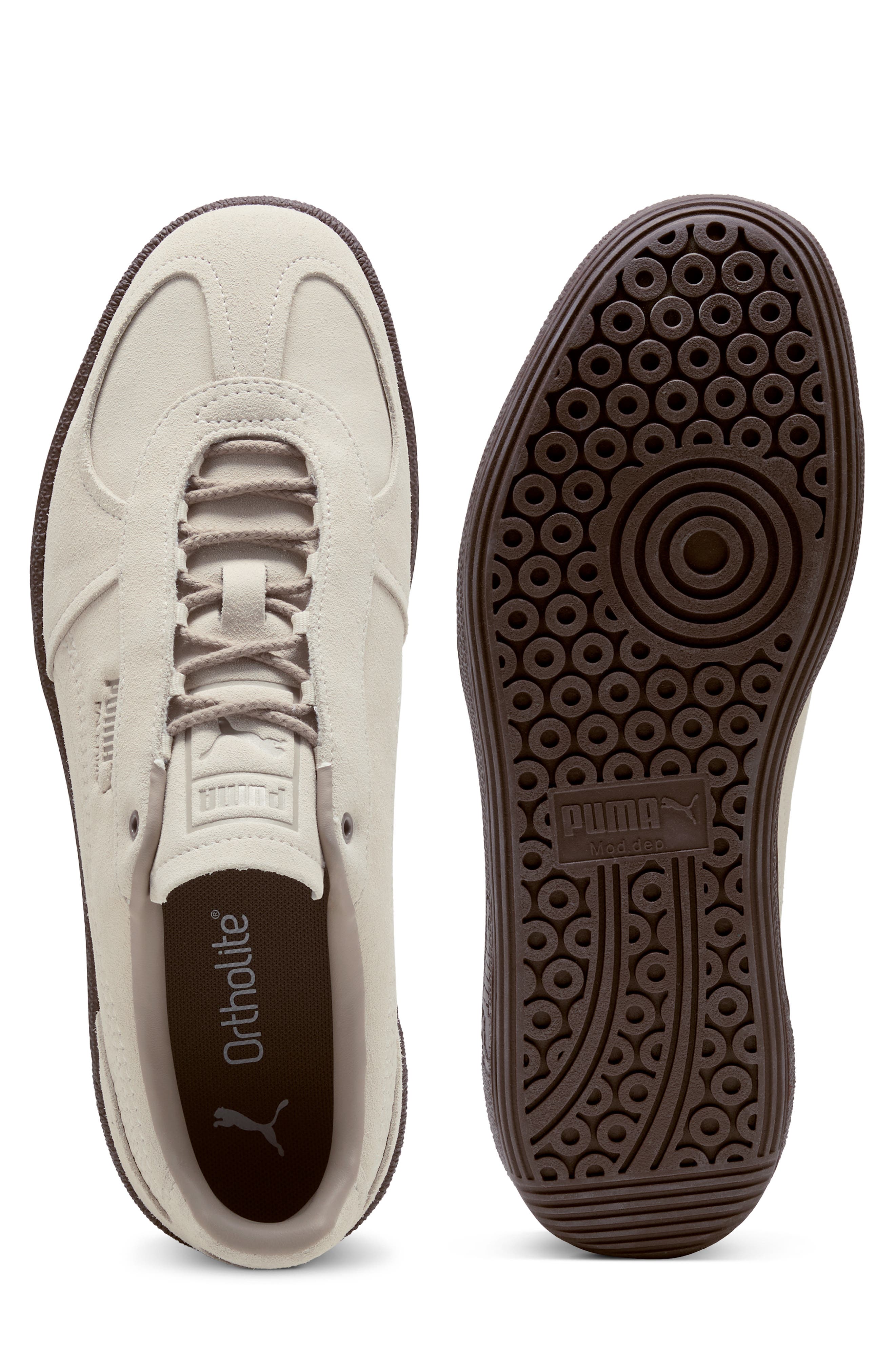 PUMA Palermo Sneaker, Alternate, color, Alpine Snow/ Chestnut Brown