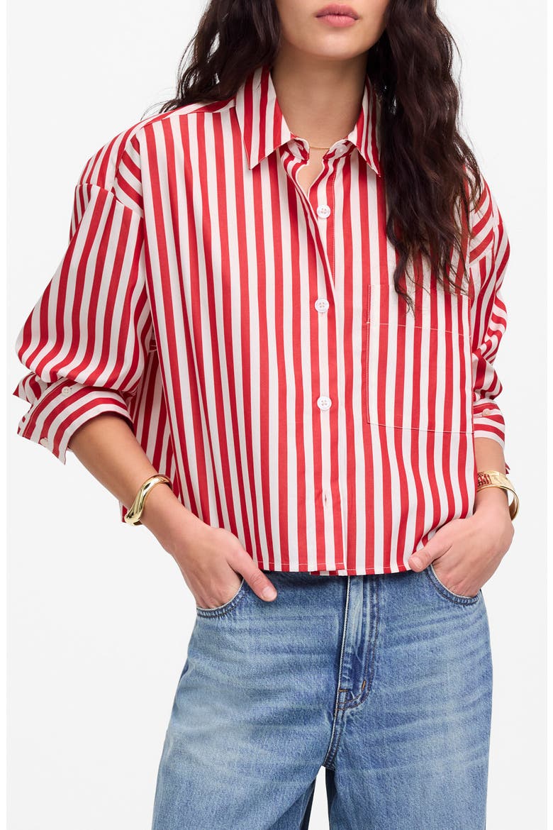 Poplin Straight Hem Shirt, Main, color, CERISE