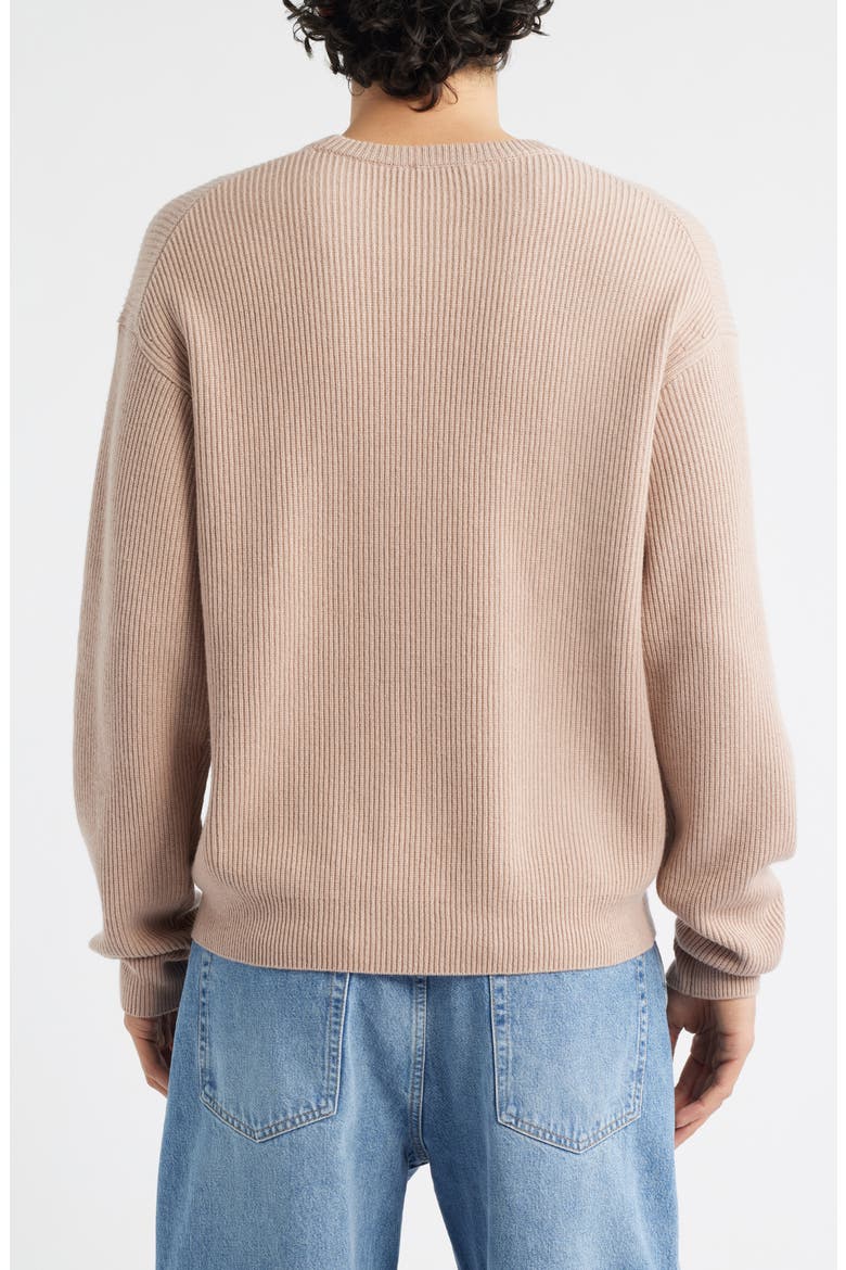 Crewneck Wool & Silk Rib Sweater, Alternate, color, LIGHT MAUVE