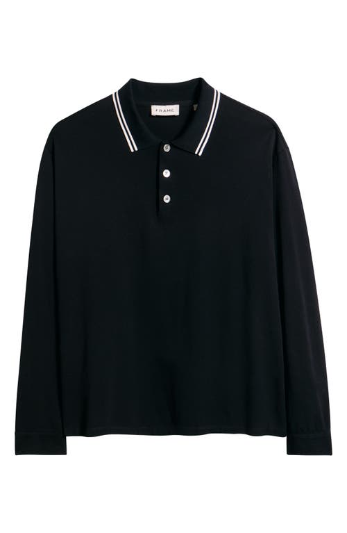 Frame Men's Light Pique Polo Shirt In Black