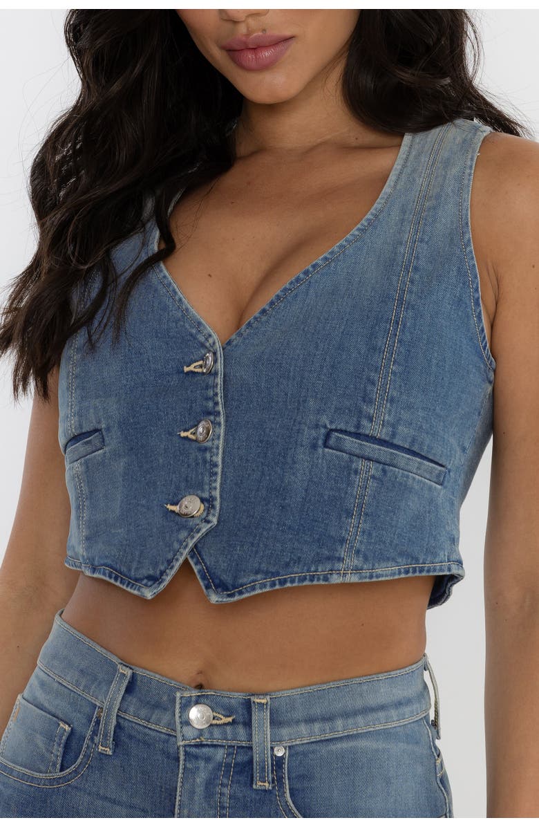 Rudes Denim The Adriana Vest, Main, color, Lagoon Blue