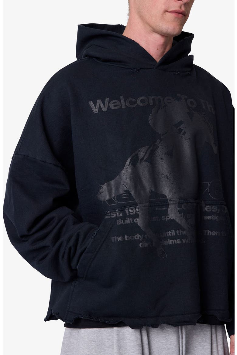 Moth Eaten Graphic Hoodie, Alternate, color, BLACK