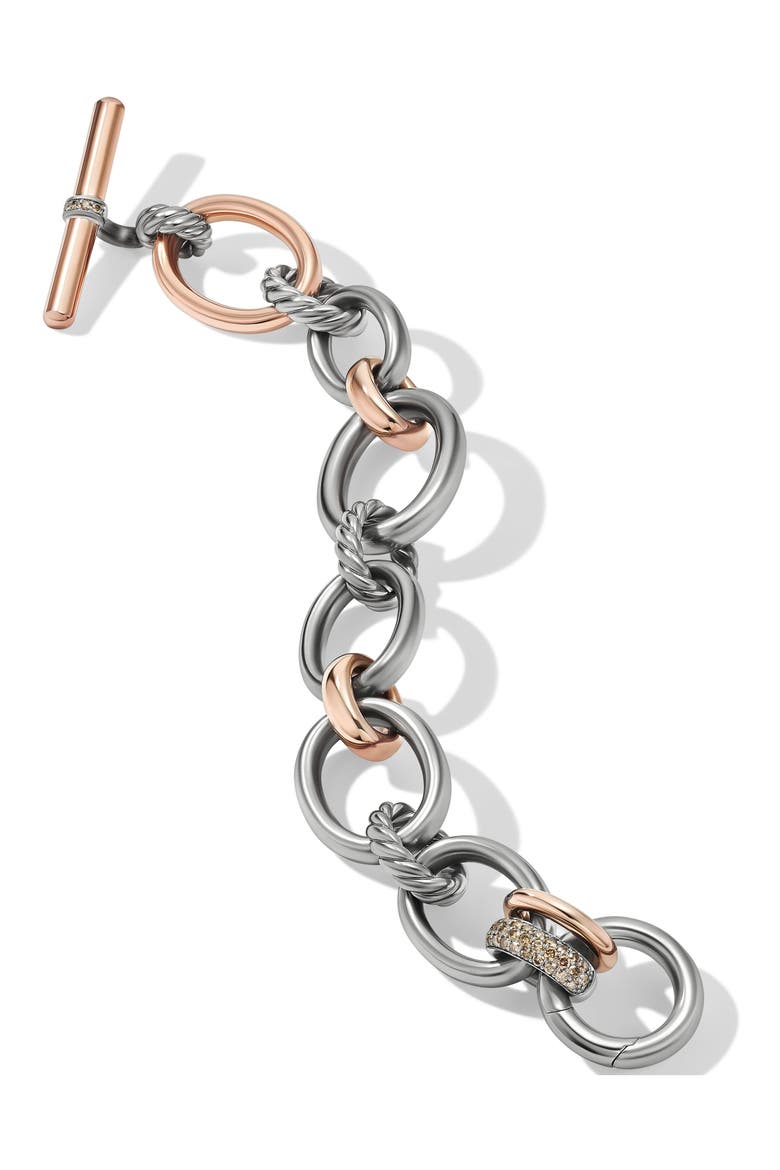 Mercer Mélange Mixed Metal Link Bracelet, Alternate, color, STERLING SILVER/ 18K ROSE GOLD