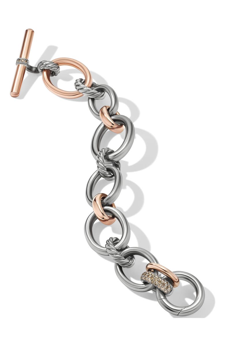 David Yurman Mercer Mélange Mixed Metal Link Bracelet, Alternate, color, Sterling Silver/ 18K Rose Gold