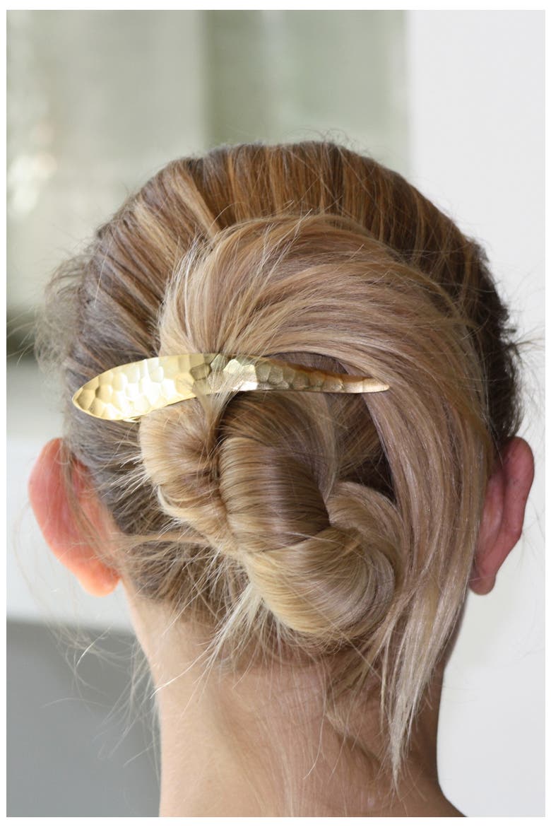 Maximas Ice Hammered Hair Clip, Alternate, color, GOLD HAMMERED