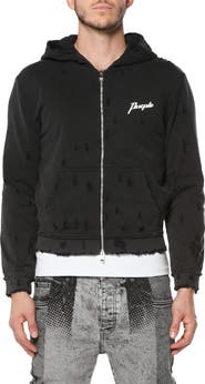 PURPLE BRAND Midweight Slub Shrunken Graphic Zip Hoodie
